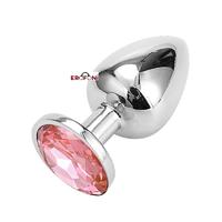 Erofoni LS-JS-01-3 Paslanmaz Alüminyum Alaşımlı 9 Cm Çelik Metal Taşlı Silver Anal Gevşetici Alıştırıcı Large Plug