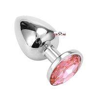 Erofoni LS-JS-01-3 Paslanmaz Alüminyum Alaşımlı 9 Cm Çelik Metal Taşlı Silver Anal Gevşetici Alıştırıcı Large Plug