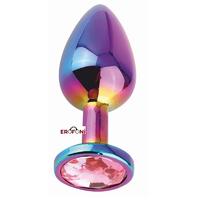 Erofoni LS-JS-50-3 Paslanmaz Alüminyum Alaşımlı 9 Cm Çelik Metal Taşlı Çok Renkli Anal Gevşetici Alıştırıcı Large Plug