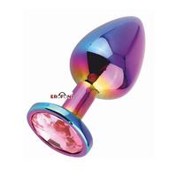 Erofoni LS-JS-50-3 Paslanmaz Alüminyum Alaşımlı 9 Cm Çelik Metal Taşlı Çok Renkli Anal Gevşetici Alıştırıcı Large Plug