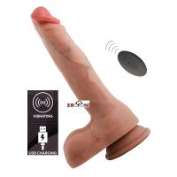 Erofoni LS-KO-D02 Usb Şarjlı 27 CM Uzaktan Kumandalı Titreşimli Çift Katmanlı Dildo Premium Vantuzlu Vibratör Penis