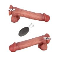 Erofoni LS-M100PD Uzaktan Kumandalı 29 CM Çift Katmanlı Titreşimli Usb Şarjlı Premium Dildo Realistik Vibratör Penis