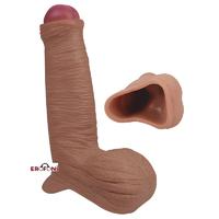 Erofoni LS-ZT-106 Çift Katmanlı İçi Boş 16 CM Ultra Süper Realistik Medikal Silikon Penis Kılıfı