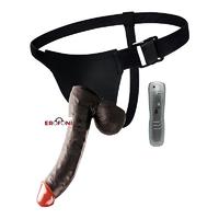 Erofoni LS093-BLS-BLACK Süper Realistik Titreşimli 23 CM Belden Bağlamalı Siyah Zenci Strapon Takma Vibratör Penis