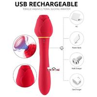 Erofoni LS2104-30-01 Usb Şarjlı 12 Adet Klitoris Emici Ve Teknolojik 20 Hız Titreşimli Gül Vibratör
