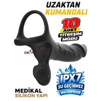 Erofoni N-101030 Uzaktan Kumandalı 10 Mod Titreşimli Penise Takmalı 19.5 Cm İlave Ek Usb Şarjlı Dildo Vibratör Penis