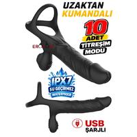 Erofoni N-101030 Uzaktan Kumandalı 10 Mod Titreşimli Penise Takmalı 19.5 Cm İlave Ek Usb Şarjlı Dildo Vibratör Penis