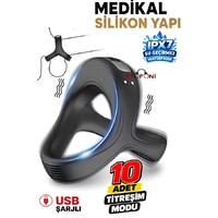 Erofoni N-303301 Usb Şarjlı 10 Mod Titreşimli Medikal Silikon Teknolojik Su Geçirmez Kaliteli Penis Halkası