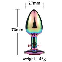 Erofoni N-401012 Paslanmaz Çelik 7 CM Kristal Taşlı Multicolor Çok Renkli Small Anal Açııcı Alıştırıcı Gevşetici Metal Plug
