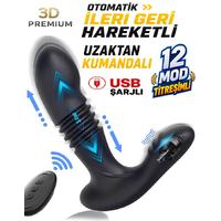 Erofoni N-802162 Otomatik 3 Mod İleri Geri Hareketli 14 CM Uzaktan Kumandalı 12 Mod Titreşimli Usb Şarjlı Anal Teknolojik Vibratör