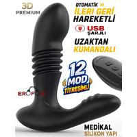 Erofoni N-802162 Otomatik 3 Mod İleri Geri Hareketli 14 CM Uzaktan Kumandalı 12 Mod Titreşimli Usb Şarjlı Anal Teknolojik Vibratör