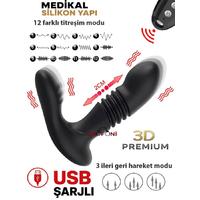 Erofoni N-802162 Otomatik 3 Mod İleri Geri Hareketli 14 CM Uzaktan Kumandalı 12 Mod Titreşimli Usb Şarjlı Anal Teknolojik Vibratör