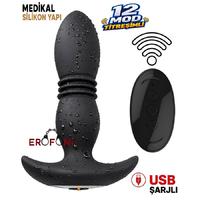 Erofoni N-802163 Otomatik 3 Mod İleri Geri Hareketli 15 CM Uzaktan Kumandalı 10 Mod Titreşimli Usb Şarjlı Teknolojik Anal Vibratör