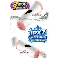 Erofoni N-FXKQ İnleme Sesli 7 Mod Titreşimli 2 İşlevli Vantuzlu 25 CM Usb Şarjlı Realistik Yapay Suni Vajina Ağız Mastürbatör