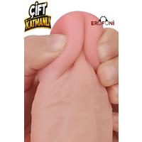 Erofoni N-GL2468 Ultra Premium Çift Katmanlı Oynar Kayan Derili 23 CM Güçlü Vantuzlu Süper Realistik Dildo Penis