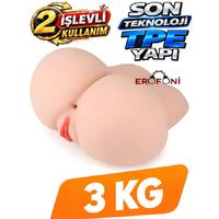 Erofoni N-LJ3063 Ultra Süper Realistik 3 KG Vajinal Anal 2 İşlevli 24 CM Kadın Kalça Yapay Suni Vajina Anüs Mastürbatör