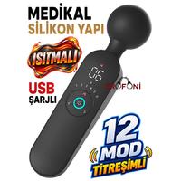 Erofoni N-LLB2105 Sıcaklık Ayarlı Isıtmalı 12 Mod Titreşimli 6 Hız Ayarlı 21 CM Usb Şarjlı Dijital Erotik Masaj Vibratörü