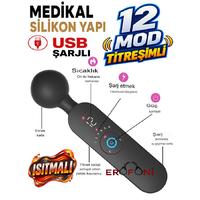 Erofoni N-LLB2105 Sıcaklık Ayarlı Isıtmalı 12 Mod Titreşimli 6 Hız Ayarlı 21 CM Usb Şarjlı Dijital Erotik Masaj Vibratörü