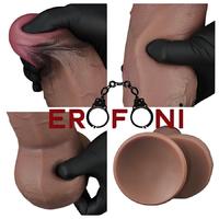Erofoni N-LV411061 Platinium Seri Çift Katmanlı 24.6 CM Premium Model 7 CM Kalınlık Ultra Süper Realistik Dildo Penis