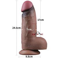 Erofoni N-LV411061 Platinium Seri Çift Katmanlı 24.6 CM Premium Model 7 CM Kalınlık Ultra Süper Realistik Dildo Penis