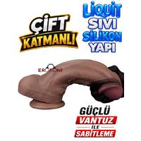 Erofoni N-LV411062 Platinium Seri Çift Katmanlı 28 CM Premium Model 7.4 CM Kalınlık Ultra Süper Realistik Dildo Penis