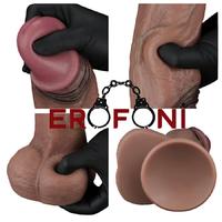 Erofoni N-LV411062 Platinium Seri Çift Katmanlı 28 CM Premium Model 7.4 CM Kalınlık Ultra Süper Realistik Dildo Penis