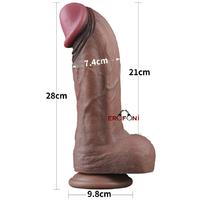 Erofoni N-LV411062 Platinium Seri Çift Katmanlı 28 CM Premium Model 7.4 CM Kalınlık Ultra Süper Realistik Dildo Penis