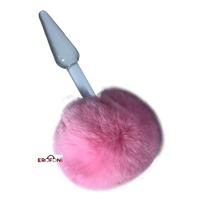 Erofoni LS-25-BALL Ponpon Tüylü Peluş Kuyruklu 12 Cm Komple Kalın Cam Yapı Anal Açıcı Gevşetici Alıştırıcı Plug