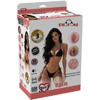 Erofoni S-1603 İnleme Sesli Titreşimli Realistik Yapay Ve Suni Vajinalı Siyah Saçlı Şişme Bebek Manken