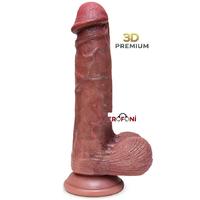 Erofoni S-185013 Özel Seri 20.4 CM Premium 3D Gerçekçi Model Çift Katmanlı Ultra Süper Realistik Vantuzlu Dildo Penis