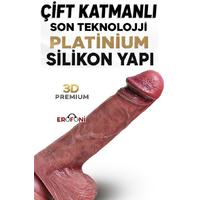 Erofoni S-185013 Özel Seri 20.4 CM Premium 3D Gerçekçi Model Çift Katmanlı Ultra Süper Realistik Vantuzlu Dildo Penis