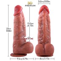 Erofoni S-185017 Özel Seri 22.1 Cm Premium 3D Gerçekçi Model Çift Katmanlı Ultra Süper Realistik Vantuzlu Dildo Penis