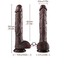 Erofoni S-185121-B Çift Katmanlı Isıtmalı ve Otomatik İleri Geri Hareketli 23 CM Kumandalı Titreşimli Vantuzlu Siyah Zenci Dildo Vibraör Penis