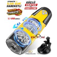 Erofoni S-198776 Otomatik İleri Geri Hareketli ve Dönme Rotasyonlu Vantuzlu 33 CM Yapay Suni Vajina Mastürbatör