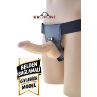 Erofoni S-2006-K605 Ultra Süper Realistik 15 CM Damarlı Belden Bağlamalı Strapon Giyilebilir Takma Dildo Penis