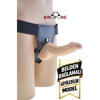Erofoni S-2006-K605 Ultra Süper Realistik 15 CM Damarlı Belden Bağlamalı Strapon Giyilebilir Takma Dildo Penis