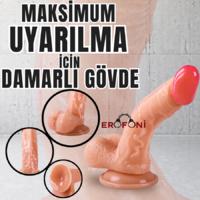 Erofoni S-2006 Ultra Süper Realistik 15 CM Vantuzlu Damarlı Gerçekçi Model Dildo Penis