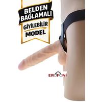 Erofoni S-2016-K605 Ultra Süper Realistik 21 CM Damarlı Kalın Belden Bağlamalı Strapon Giyilebilir Takma Dildo Penis