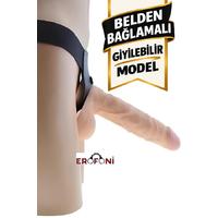 Erofoni S-2016-K605 Ultra Süper Realistik 21 CM Damarlı Kalın Belden Bağlamalı Strapon Giyilebilir Takma Dildo Penis