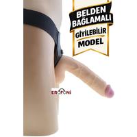 Erofoni S-2018-K605 Ultra Süper Realistik 22 CM Damarlı Kalın Belden Bağlamalı Strapon Giyilebilir Takma Dildo Penis