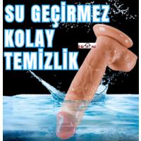 Erofoni S-2018 Ultra Süper Realistik 22 CM Vantuzlu Damarlı Kalın 3D Gerçekçi Dildo Penis