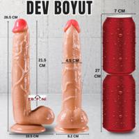 Erofoni S-2019 XL Büyük Boy Ultra Süper Realistik 27 CM Vantuzlu Damarlı Kalın 3D Gerçekçi Dildo Penis