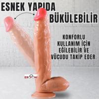 Erofoni S-2020 XL Büyük Boy Ultra Süper Realistik 30 CM Vantuzlu Damarlı Kalın 3D Gerçekçi Dildo Penis