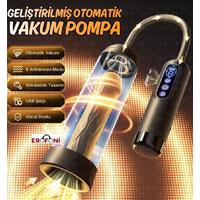 Erofoni S-274061 Otomatik Vakumlu ve 6 Adet Emiş Modlu 2 in 1 Dijital Ekranlı 26 CM Usb Şarjlı Mastürbatörlü Penis Pompası