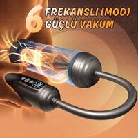 Erofoni S-274061 Otomatik Vakumlu ve 6 Adet Emiş Modlu 2 in 1 Dijital Ekranlı 26 CM Usb Şarjlı Mastürbatörlü Penis Pompası