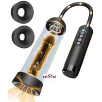 Erofoni S-274061 Otomatik Vakumlu ve 6 Adet Emiş Modlu 2 in 1 Dijital Ekranlı 26 CM Usb Şarjlı Mastürbatörlü Penis Pompası
