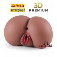 Erofoni S-285208 Süper Realistik 3 KG Titreşimli ve Isıtmalı 23 CM Melez 2 İşlevli Yapay Suni Vajina Kadın Kalça Mastürbatör