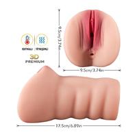 Erofoni S-285309 Büyük Boy 17.3 CM Titreşimli Isıtmalı Süper Realistik 2 İşlevli Yapay Suni Vajina Anüs Mastürbatör