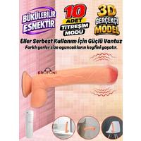 Erofoni S-3355-F Ultra 10 Mod Titreşimli 28 Cm Süper Realistik Su Geçirmez Vantuzlu Dildo Vibratör Penis