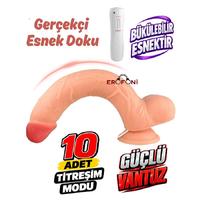 Erofoni S-3355-F Ultra 10 Mod Titreşimli 28 Cm Süper Realistik Su Geçirmez Vantuzlu Dildo Vibratör Penis